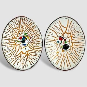 Rare Vintage Artisan Enamel Earrings – One-of-a-Kind Abstract Modernist Design